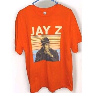Jay Z  - T-shirt Orange Old School  Rock Tee Size Mens XL  100% Cotton